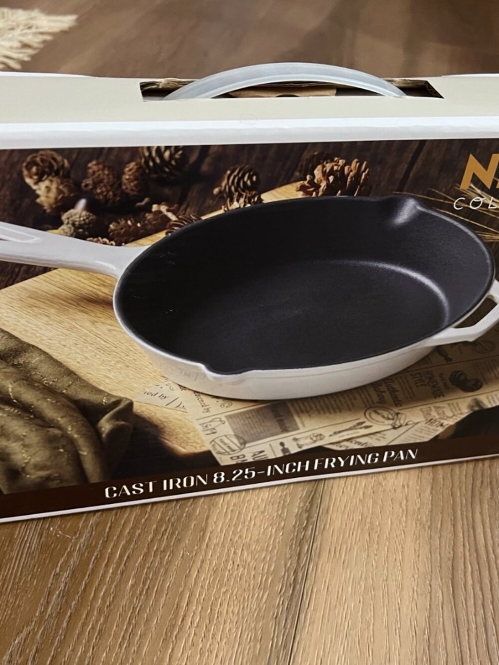 Nikko Collection Cast Iron 8.25” Frying Pan Skillet White Enamel